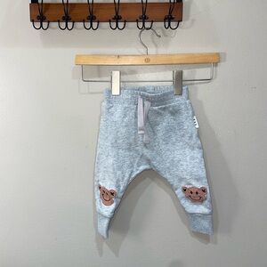 Huxbaby Gray Sweatpants with Bear Accents